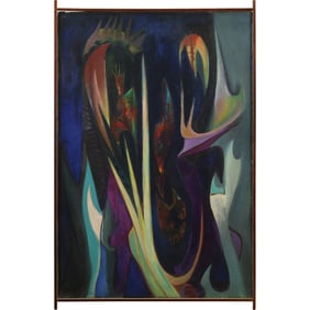 Eugene Arcieri; 20thC. Modernist Oil Abstract Composition Signed