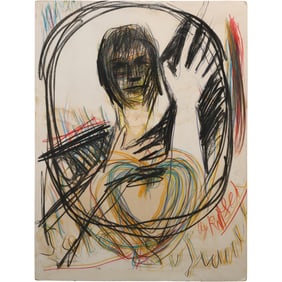 Attributed to Franz Ringel (1940 - 2011), Signed, Mixed Media Abstract Portrait 40 in. x 30 in.