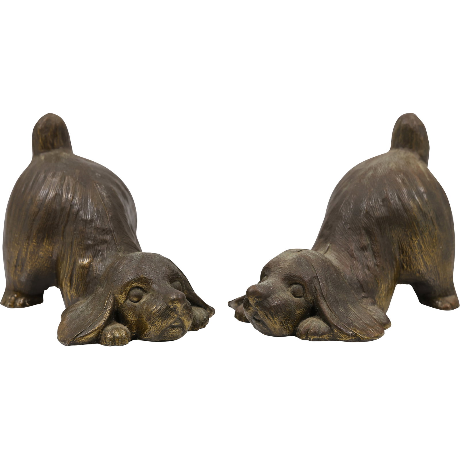 Vintage Cast Metal Cocker Spaniel Dog Bookends in Original Patina: Vintage Cast Metal Cocker Spaniel Dog Bookends in Original Patina. size: 4.75h 4w S:D