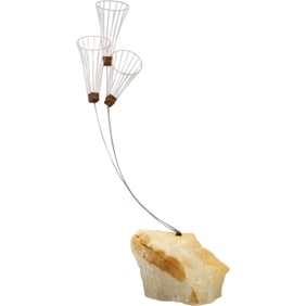 Curtis Jere Sculpture with Quartz base and silvered wire construction
