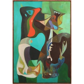 Eugene Arcieri; 20thC. Modernist Oil Abstract Composition Signed