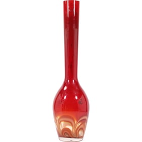 Evolution by Waterford Red & Amber Tall Art Glass Vase 24 inches height x 4 in. wide