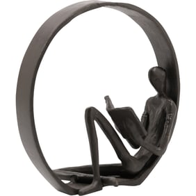 Danya B. Contemporary Encircled Reader Cast Iron Sculpture 7 inches height x 6.75 in. wide