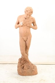 Vintage Cast Plaster Figural Sculpture of Pan, the ancient Greek god of the wild, 24 inches height