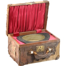 Original 1800s BEAVER SKIN TOP HAT in Original Leather Carrying Travel Box