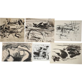Robert Angeloch, 6 Assorted Graphite, Pencil Drawings / Sketches Unsigned, Landscapes