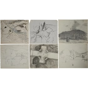 Robert Angeloch, 6 Assorted Landscapes Pencil Drawings / Sketches Unsigned