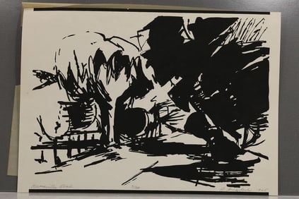 Robert Angeloch 1922-2011, Lithograph on Paper, Signed, Dated 1965, "Bearsville Road" #3/20