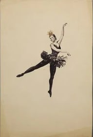 Robert Angeloch 1922-2011, Watercolor Painting Signed, Dated 1946, Ballerina Dancer