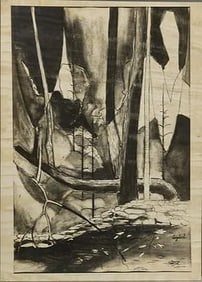 Robert Angeloch 1922-2011, Watercolor Painting on Paper, Signed, Dated 1948, Woodland