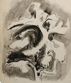 Robert Angeloch 1922-2011, Watercolor Painting on Paper, Signed, Dated 1958, Apple Tree Sculpture