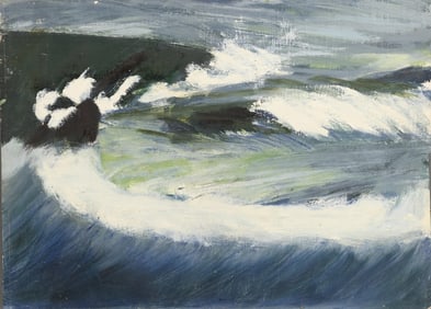 ROBERT ANGELOCH 1922-2011 Woodstock NY - "SEASCAPE" Oil on Board Painting ; Unigned