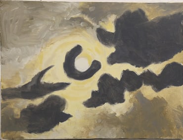 ROBERT ANGELOCH 1922-2011 Woodstock NY - MOONLIT CLOUDS Oil on Canvas Painting. Signed on Front