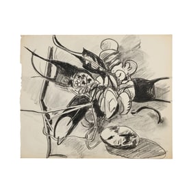 Robert Angeloch, Unsigned Ink Drawing on Paper, Landscape of Weeds