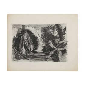 Robert Angeloch, Unsigned Crayon Drawing on Paper, Landscape