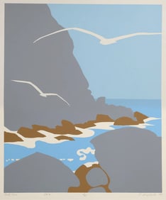 Robert Angeloch 1922-2011, Color Woodcut, Signed & Dated 1981 "Gull Cove" #2/25, S#76