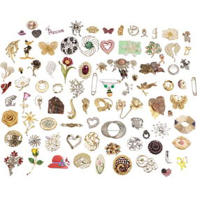 80 PLUS Assorted Pins, Scarf Pins; Kramer, Lisner, DSK, Monet, JJ. Barlow, 1993 Warner Bros.;