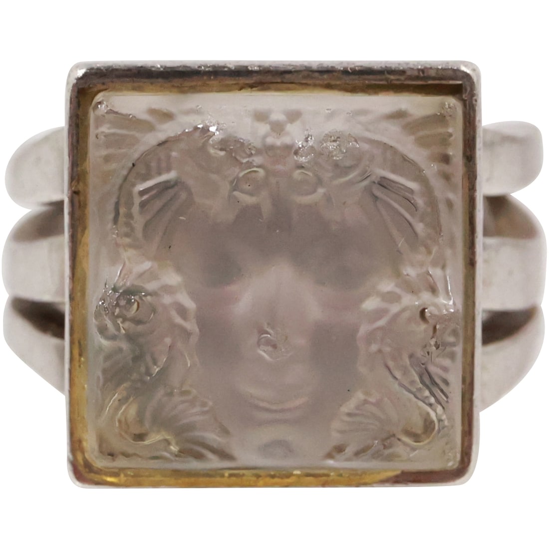 LALIQUE France Maiden Face Ring Size 7.5 , 7/8 in. x 5/8 in. (1 of 17)