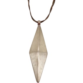 Sterling Silver 30.3 grams .925 Italy Tricolor Necklace 18 in.; Sterling MCM Triangular Pendant