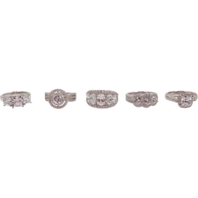 5 Assorted Sterling Silver and CZ Rings Sizes 7.25 [all]