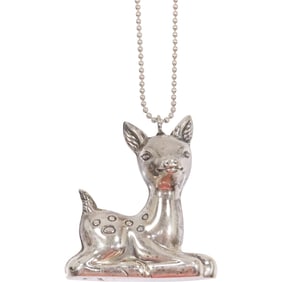 Sterling Silver 19.6 grams Fawn Deer Sterling 2 in. x 1 3/4 in.  on .925 Sterling Ball Chain 30 in.