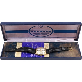 Helbros Men's Wristwatch with Date, Self Winding, in Original Case 1 1/2 in. x 1 5/8 in. face