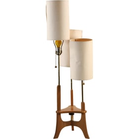 Mid-Century Modern Teak Base 3-Light Table Lamp 28 inches overall heght - Very Stylish