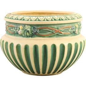 Large Size Antique Roseville Corinthian Pattern Jardiniere Planter 12 inches height x 16 in. dia.