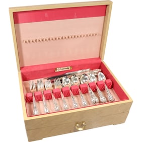 Community Silver Plate Flatware Set in Wood Box - See Pictures for Item Count
