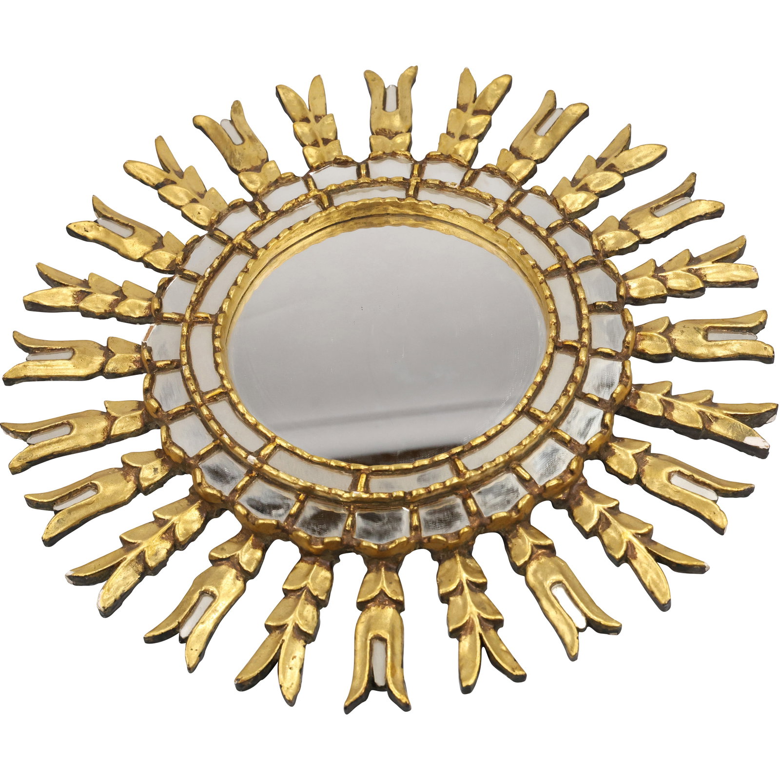 Mid 20th Century Vintage Italian Sunburst Gilt Wood Mirror 22 inches diameter (1 of 12)