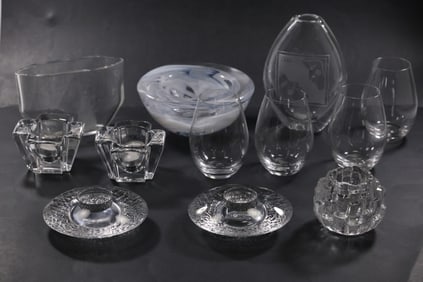 12 Pieces of Assorted Swedish Glassware including Kosta Boda - See Pictures