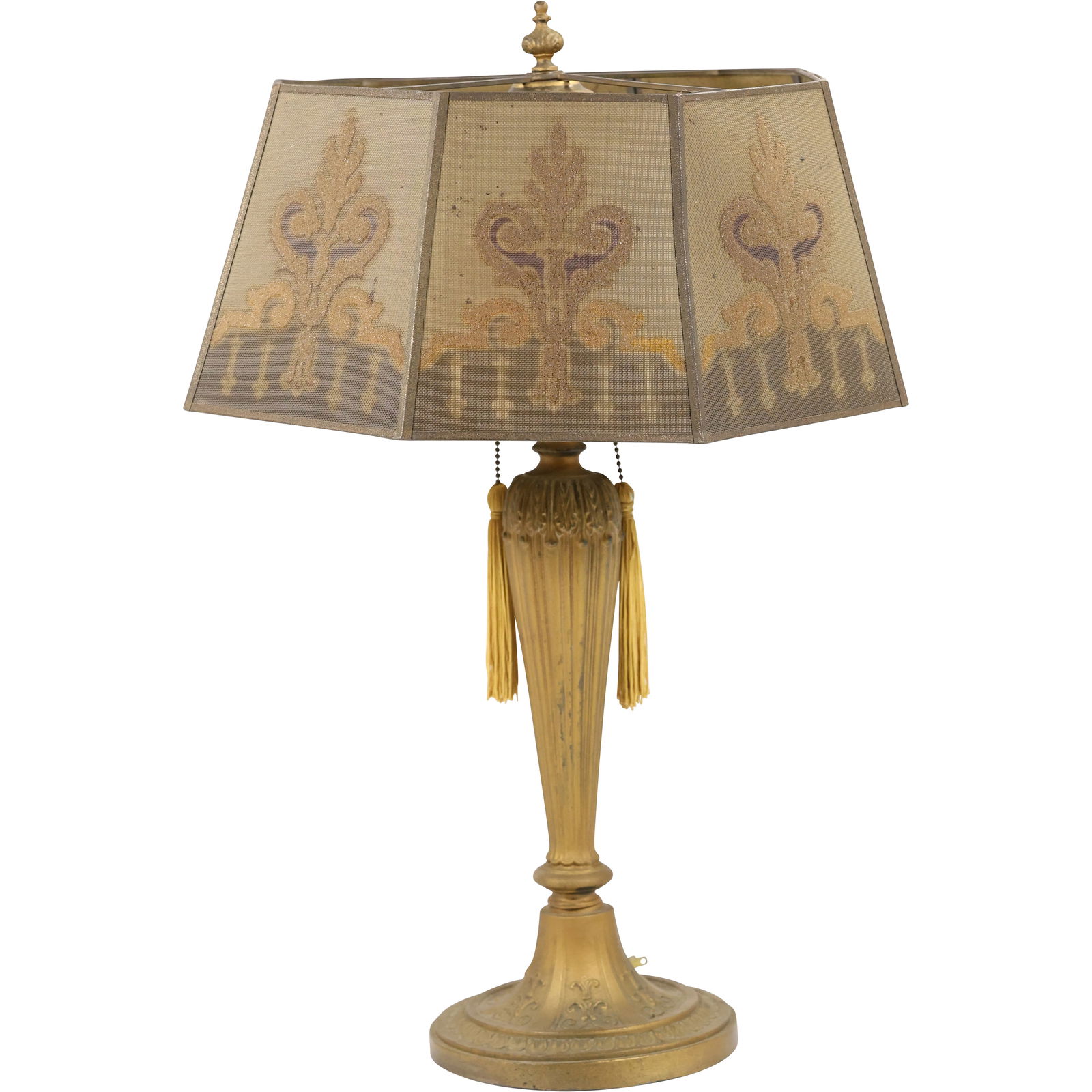 Arts and Crafts Table Lamp with Stenciled Metal Mesh Shade 14 in. height x 16 in. dia. shade (1 of 12)