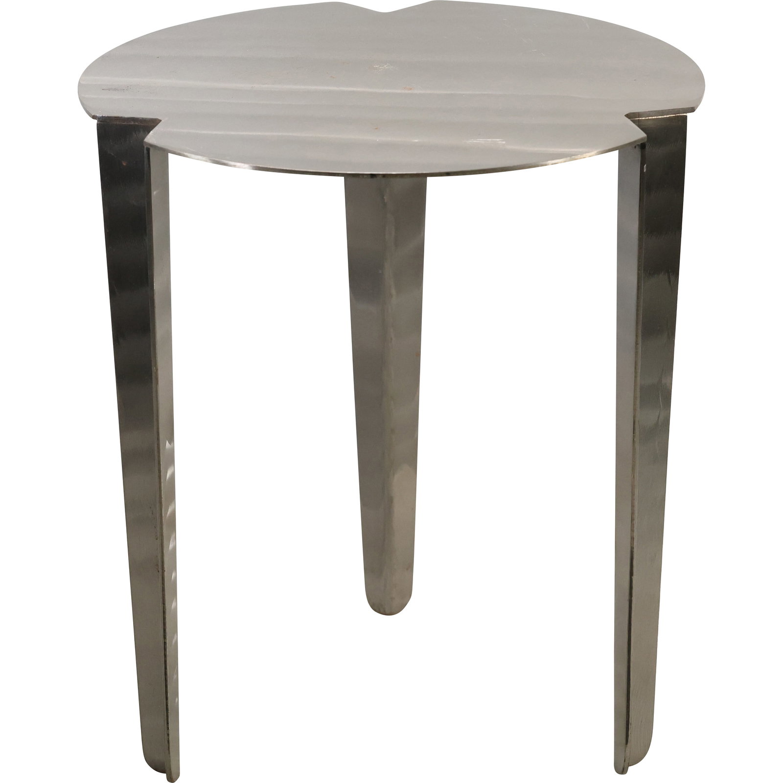 Modern Design Polished Steel 3-Legged Occasional Stand 20 in. height x 18 in. dia. top (1 of 12)