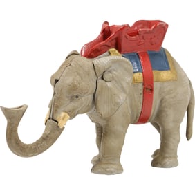 Vintage 1960's James D. Capron Cast Iron "Circus Elephant" Mechanical Bank
