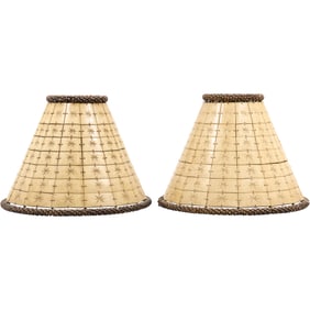 Pair Bone Composition Lamp Shades 9 in height x 11 in. diameter bell