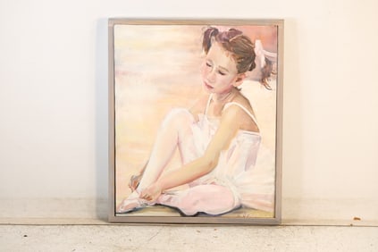 C. Salinas. Watercolor Painting Young Ballerina Girl, Signed, Framed