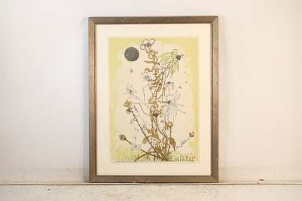 Titled "Flowers" Color Lithograph by Federico Righi, Edition of 100, Biom Label on Verso