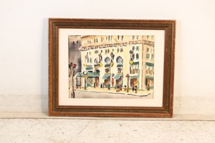 Margery Kathleen Pyle (Born 1903) Delaware, Watercolor Painting, Street Building