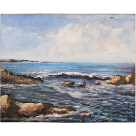 Signed Aristide, Quality Oil on Canvas Painting, Coastal Seascape