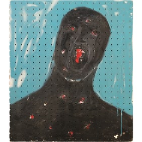 Black Man Portrait titled "War" by Hamlet Zurita 2008 NYC, Oil Painting on Panel Board