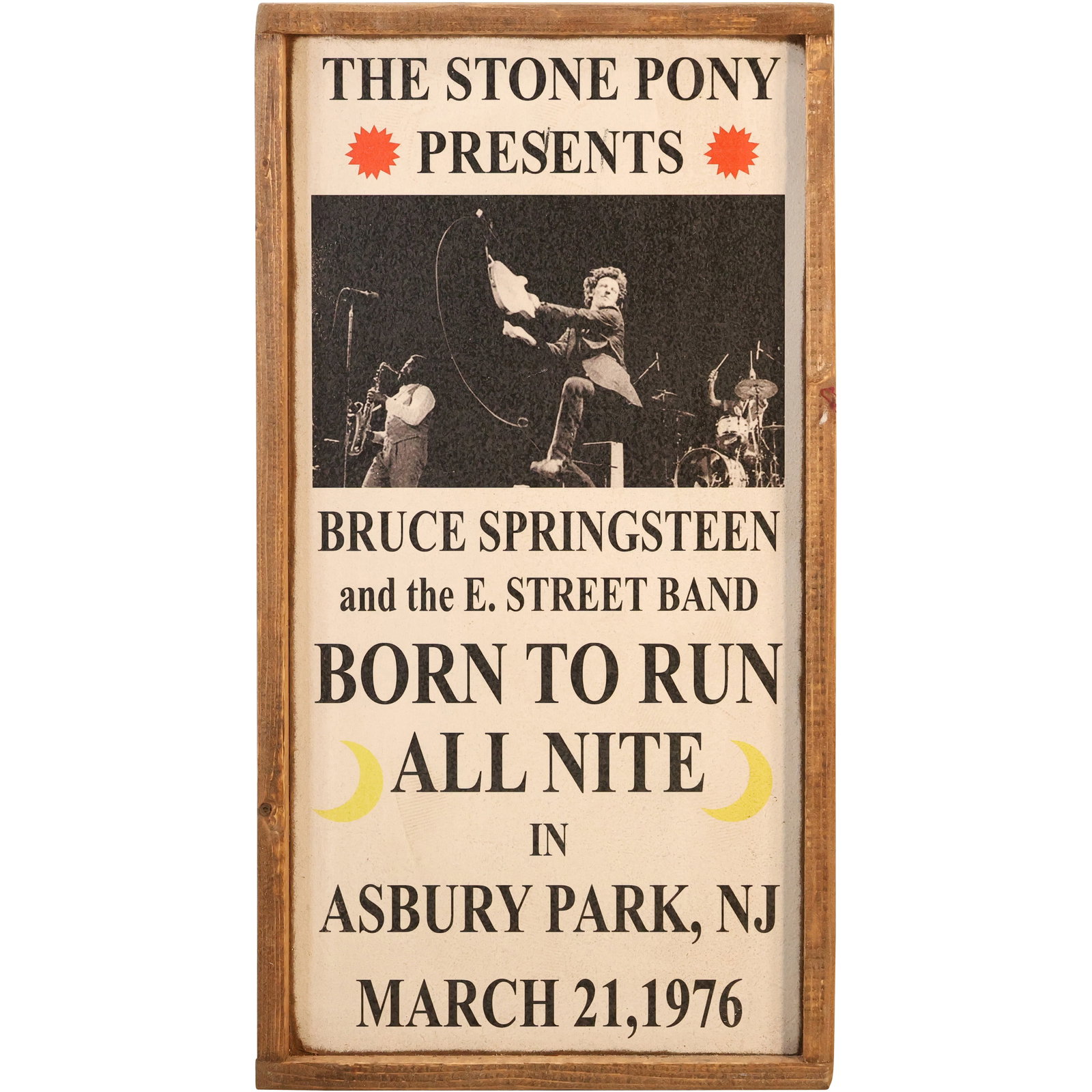 Novelty Printed Wood Sign: The Stone Pony Presents Bruce Springsteen Asbury Park 1976: Novelty Printed Wood Sign: The Stone Pony Presents Bruce Springsteen Asbury Park 1976. size: 13 x 25