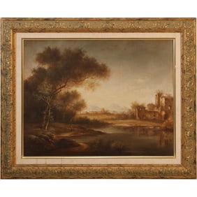 Barbizon School Landscape Oil Painting Bears a Signature, Framed