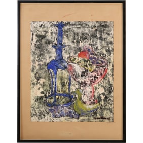 Signed M P Jaffe 1972, Mixed Media Fantasy Abstract with Bird, Framed