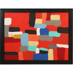 Steven Jennis, American, Oil on Canvas Painting, Abstract Shapes in Composition, Signed