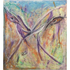 Signed E Raman, Oil on Canvas Painting Abstract Expressionism