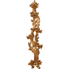 Carved Wood Gold Gilt Finish Verticle Wall Shelf 42 inches length x 11 in. wide