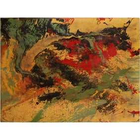 Signed Hayes, 20th C. Vintage Oil on Wood Panel Painting Abstract Expressionism