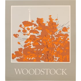 1980s WOODSTOCK POSTER by Artist Robert Angeloch 1922-2011, Woodstock N.Y. size: 26 x 22