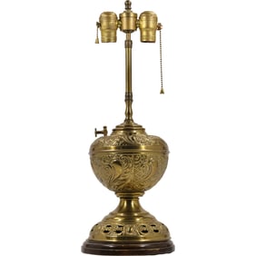 B&H Bradley and Hubbard Ornate Brass Table Lamp, Electrified, 20 in. overall height