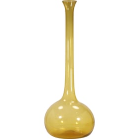 Tall Blenko Style Mid Century Modern Yellow Bottle Neck Vase 26 inches height